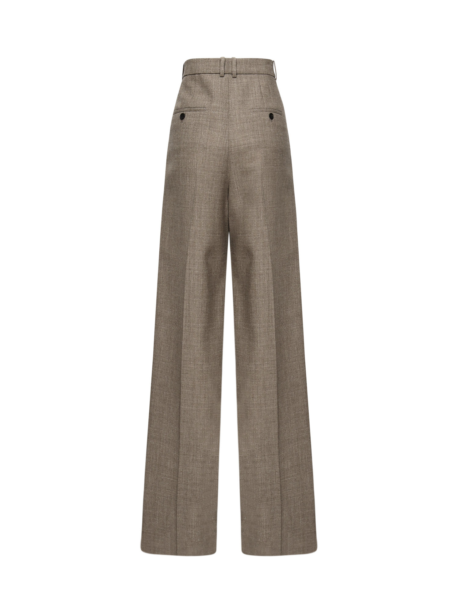Saint Laurent Wool Herringbone Pattern Wide Leg Pants In Brown