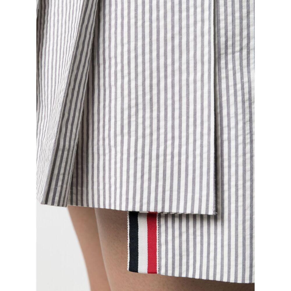 THOM BROWNE PINSTRIPED PLEATED MINI SKIRT