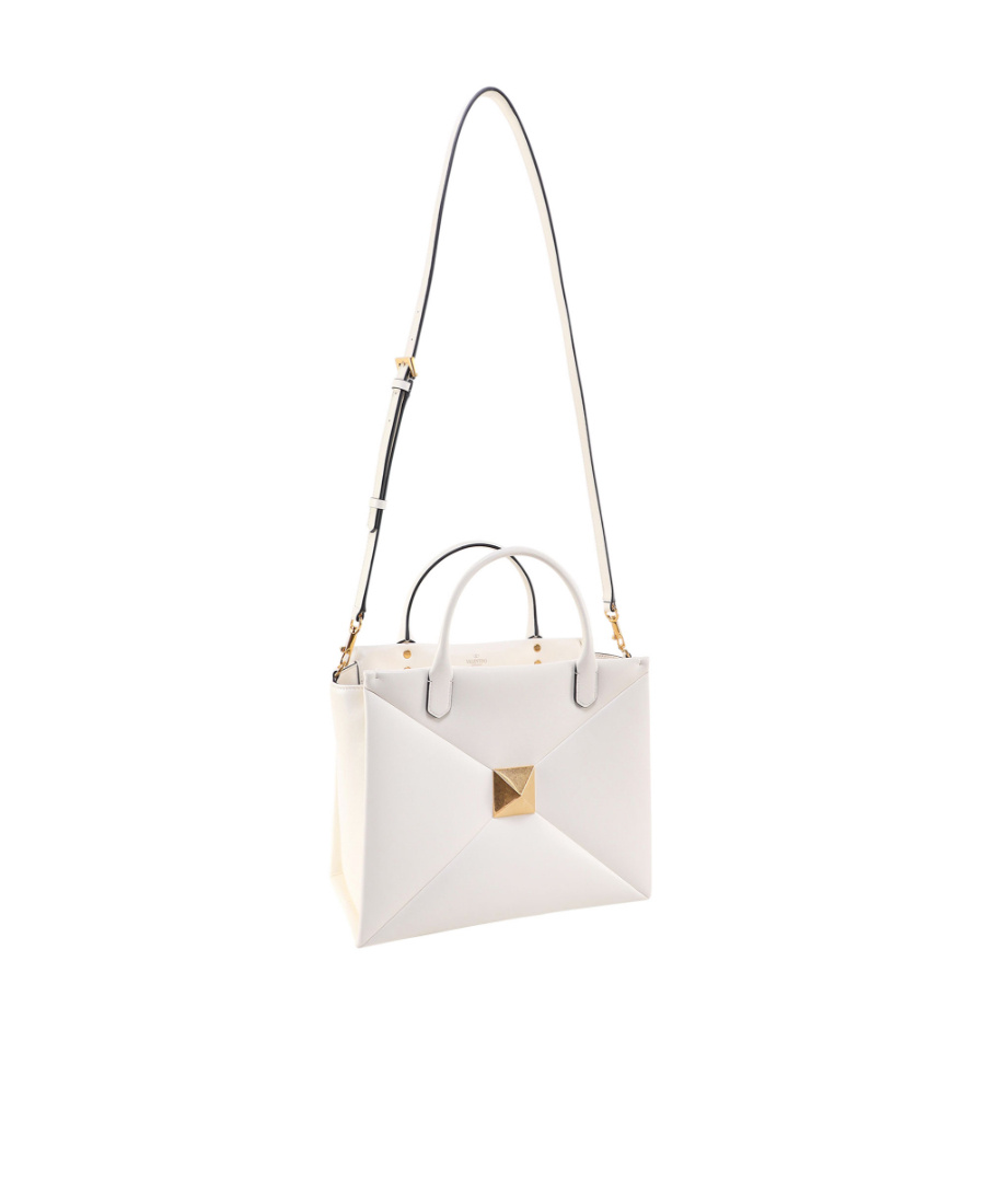 Valentino Roman Stud Tote Bag In White