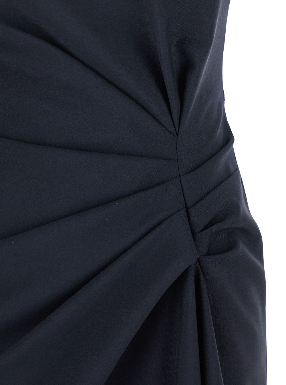 Alexander Mcqueen Blue Long Dress With Round Neck With Draped Details In Wool And Mohair Blend Woman In Blue