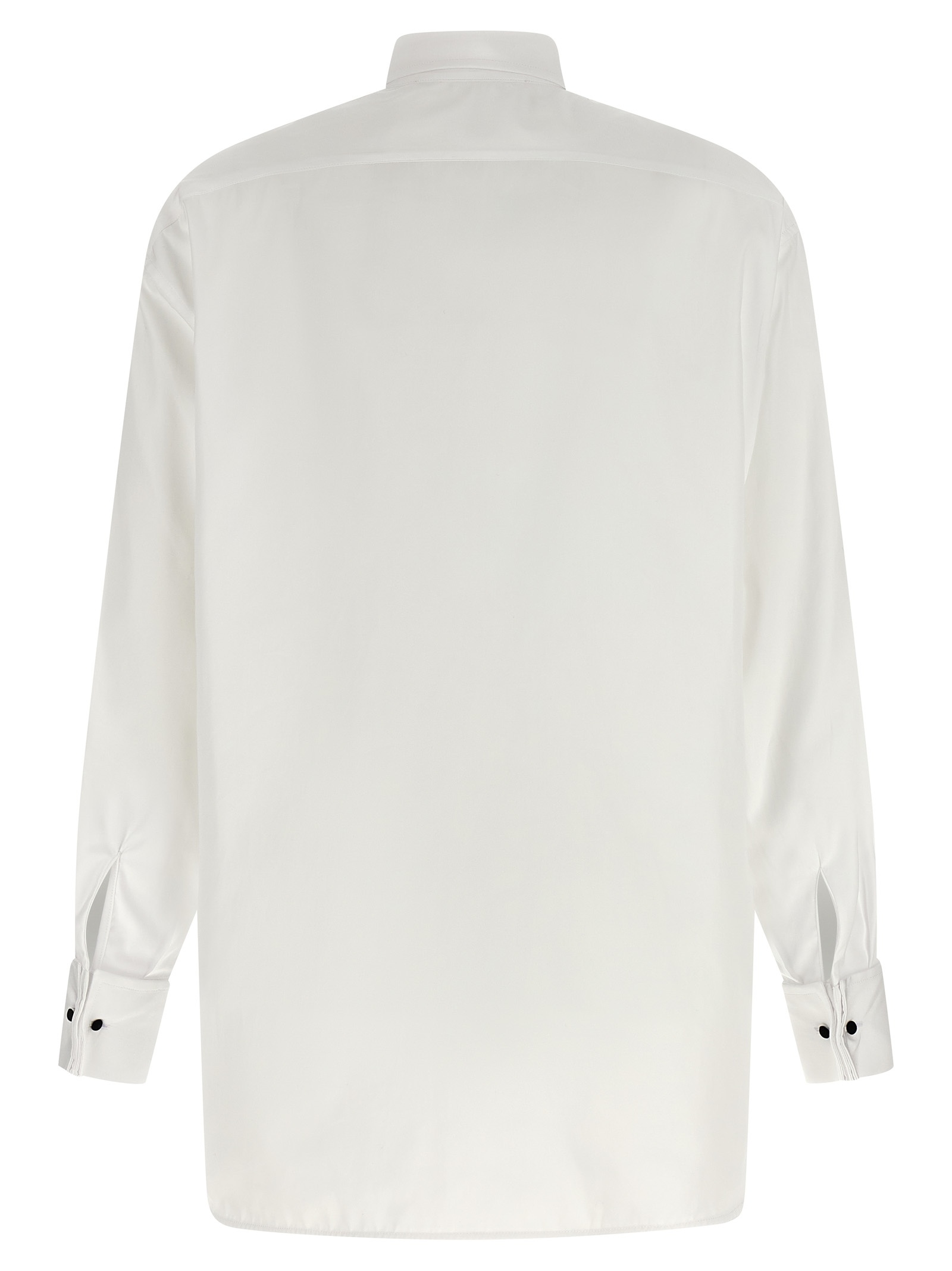 Ermanno Scervino Contrast Plastron White Tuxedo Shirt With Covered Button Closure In White
