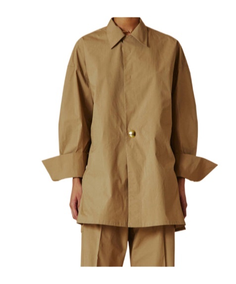 Shop Darkpark Popeline Tunic Style Shirt In Brown