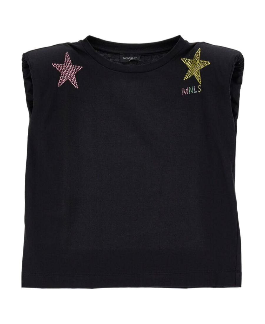 Monnalisa Star-studded Tank Top In Black