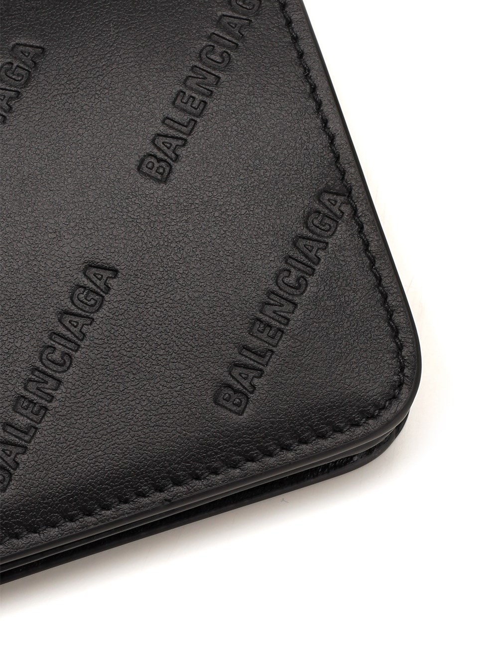 Balenciaga Logo-debossed Leather Wallet In Black