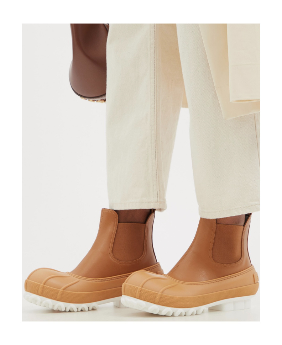 Stella Mccartney Duck Rubber-trimmed Vegetarian Leather Chelsea Boots In Nude
