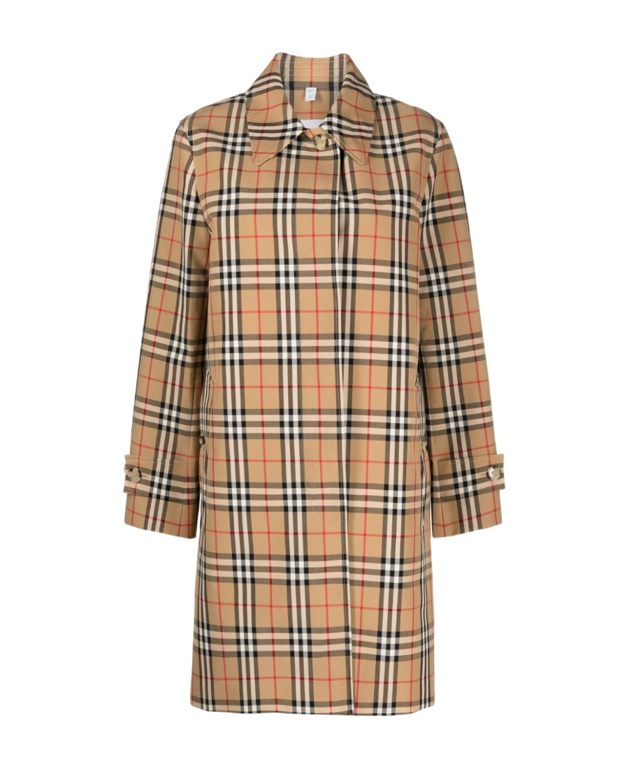 Burberry Tan Check Trench Coat In Nude