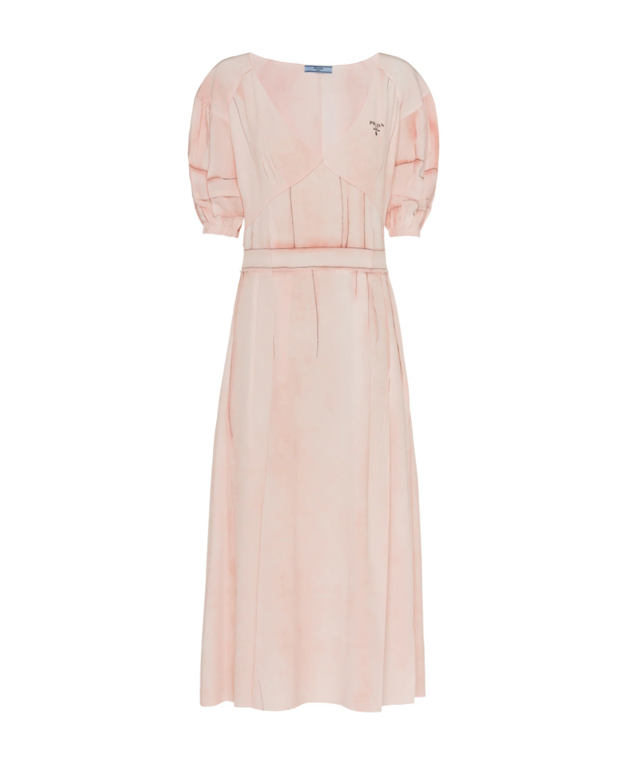 Prada Logo-print Crepe Dress In Nude Pink