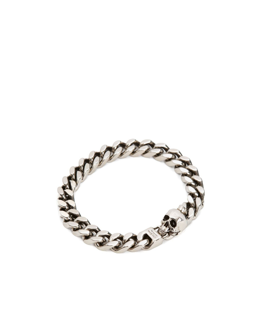 Alexander Mcqueen Skull Charm Chain-link Bracelet In Metallic