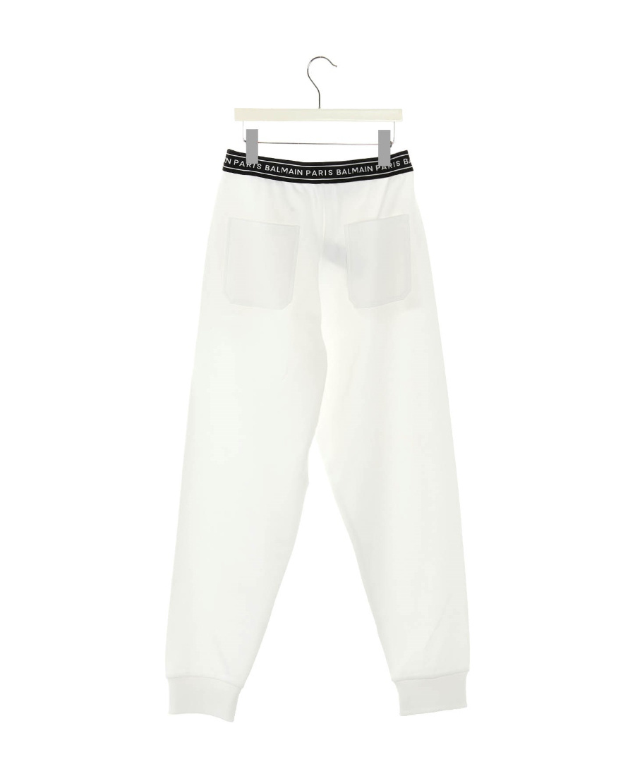 Balmain Ribbed Cuff Track Pants In White