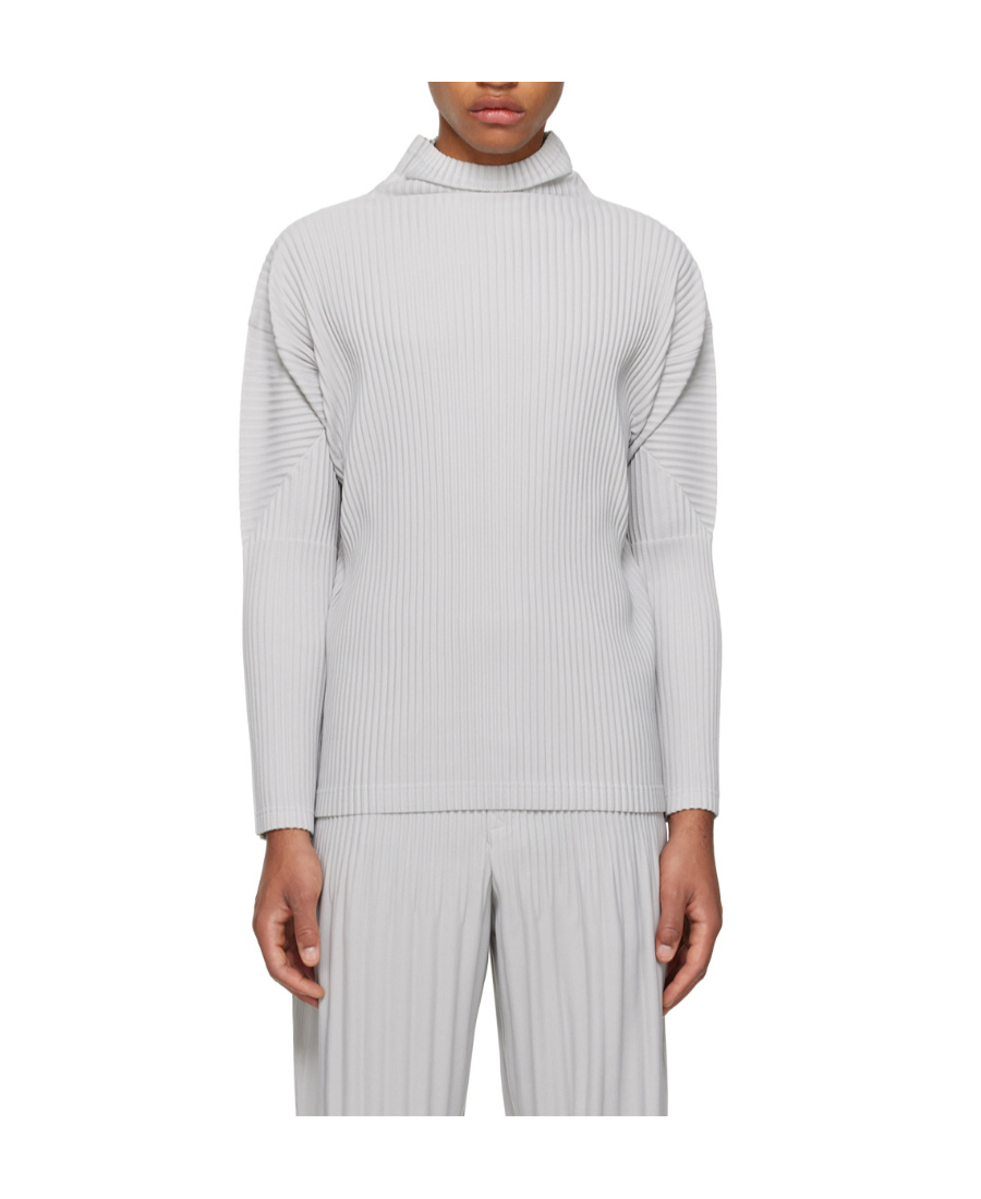 Issey Miyake Plissé-effect Mock-neck T-shirt In White
