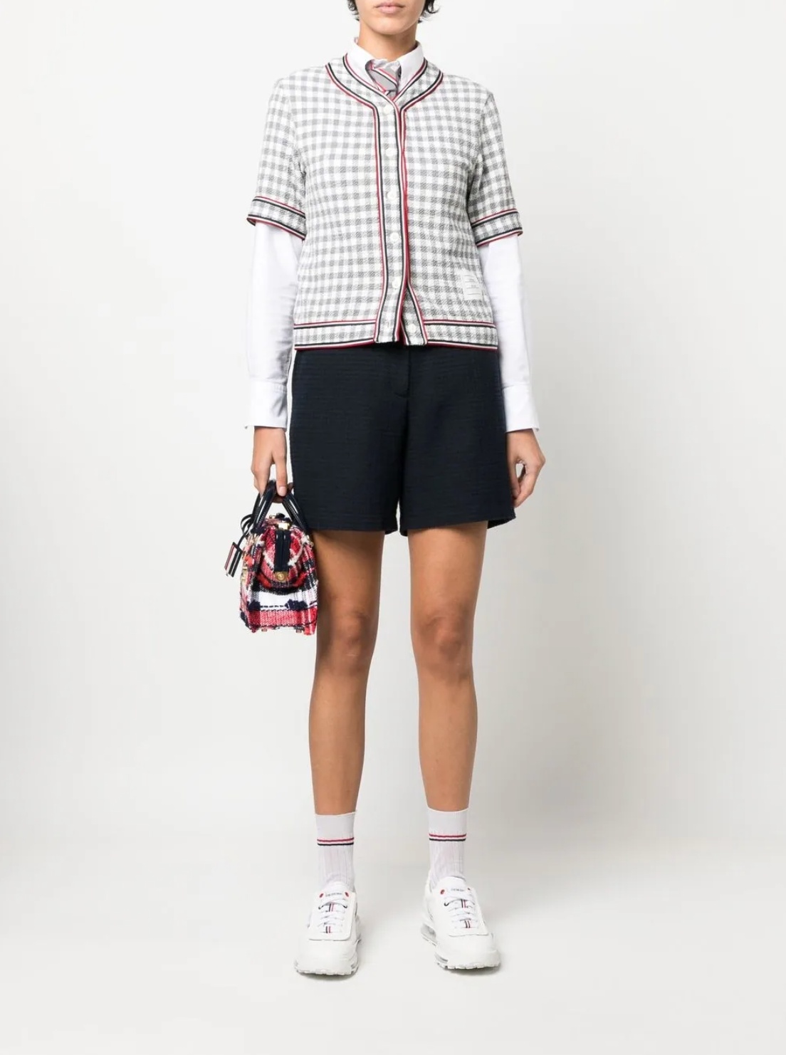Thom Browne Rwb Stripe Shorts In Black