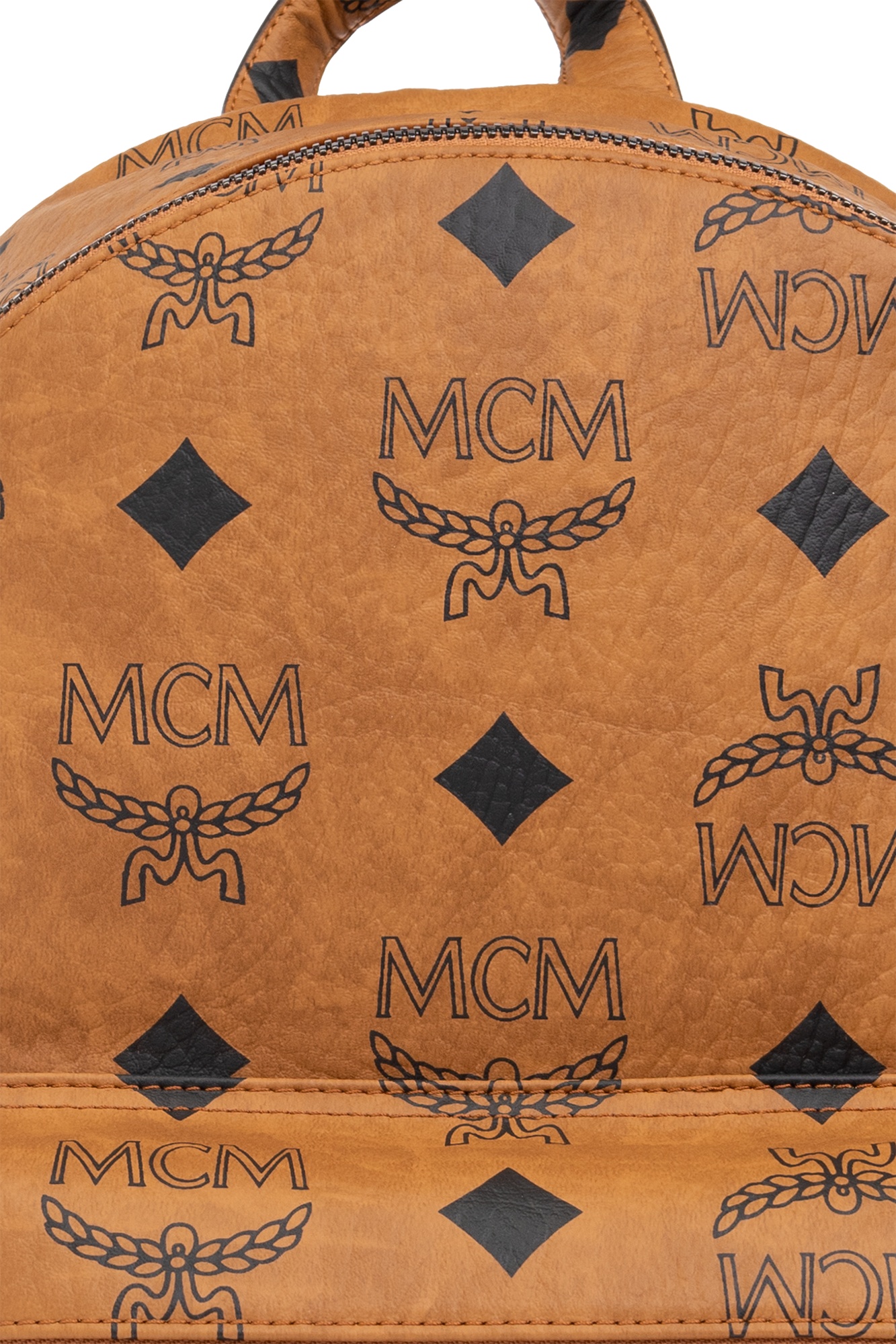Mcm Logo Backpack In Brown