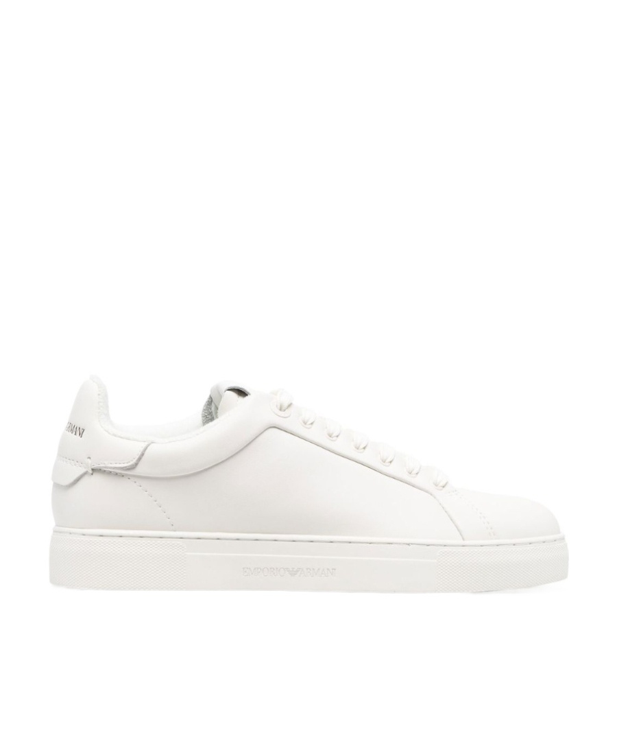 Emporio Armani White Trainers With Textured Upper And Rubber Sole In White