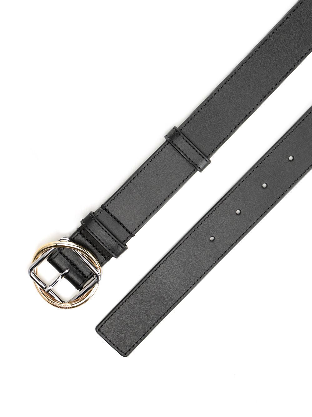 Jacquemus Leather Square Buckle Belt With Interlocking Detail In Black