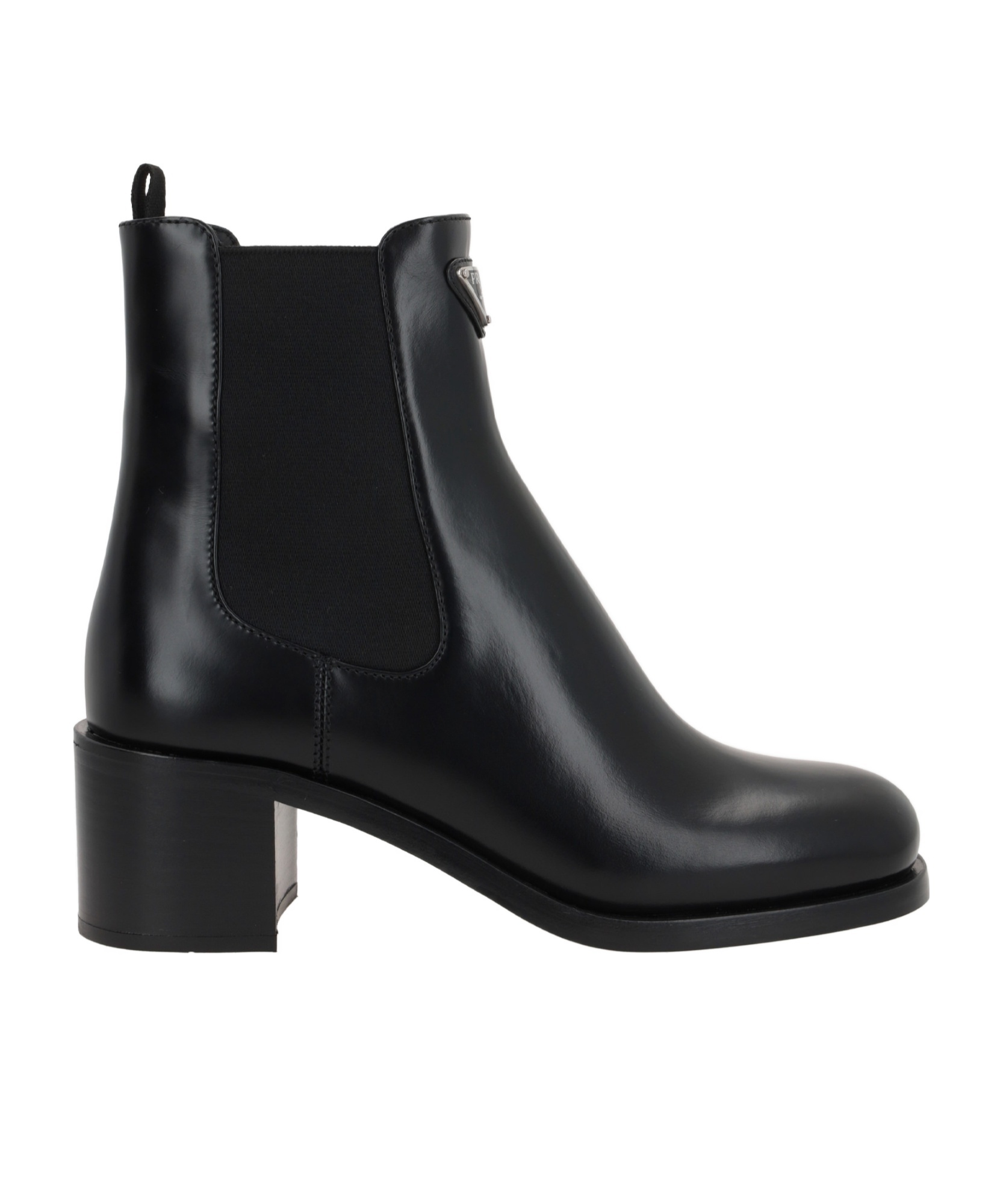 Prada Brushed Leather Booties In Black