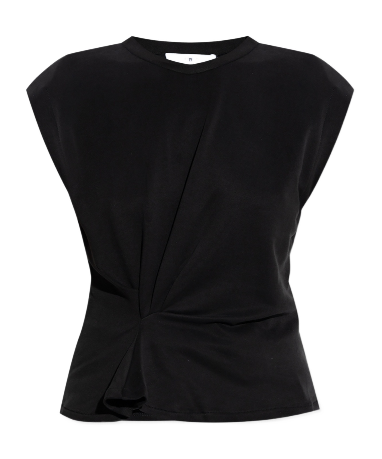 Iro Twisted-detail Cap-sleeve Top In Black