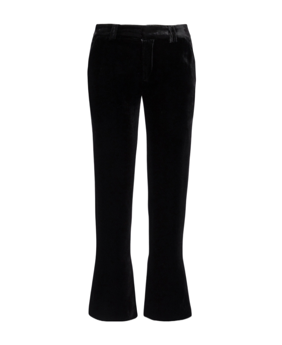 Balmain Cropped Velvet Trousers In Black