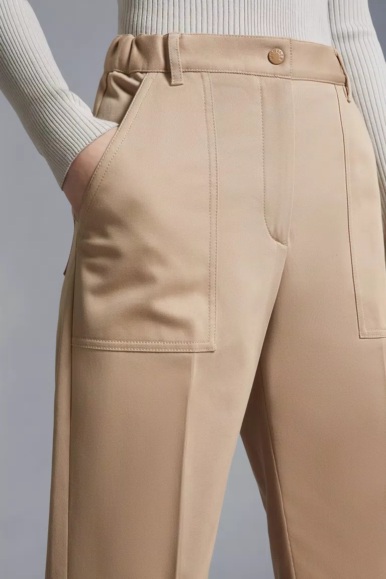 Moncler High-waist Tapered Trousers In Nude