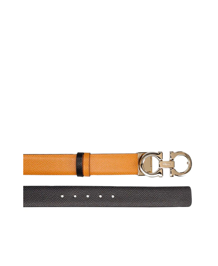 Ferragamo Double-sided Adjustable Gancini Belt In Orange