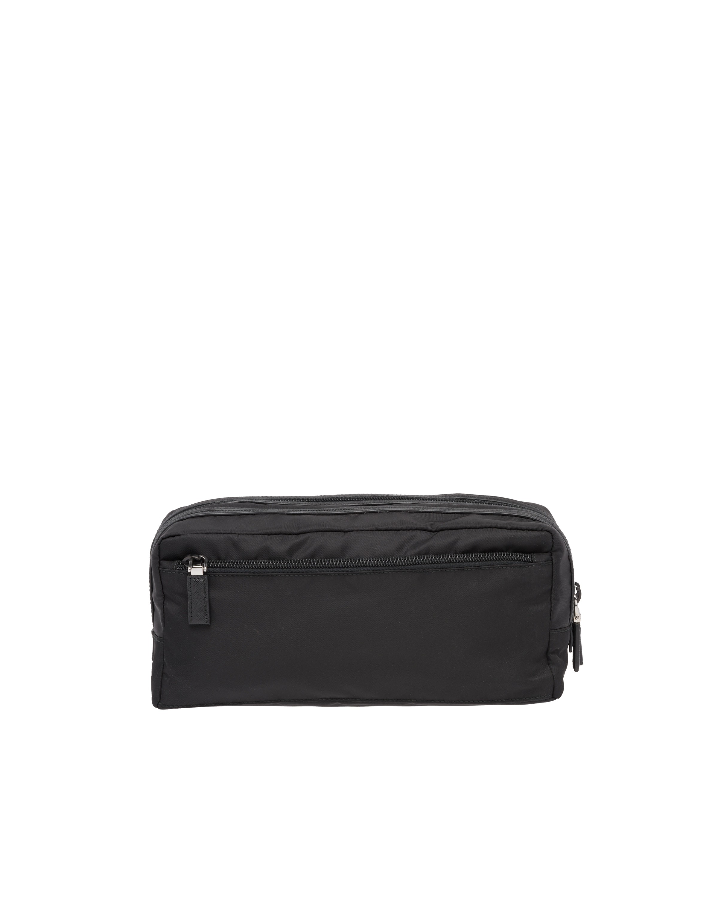 Prada Re-nylon And Saffiano Leather Travel Pouch In Black