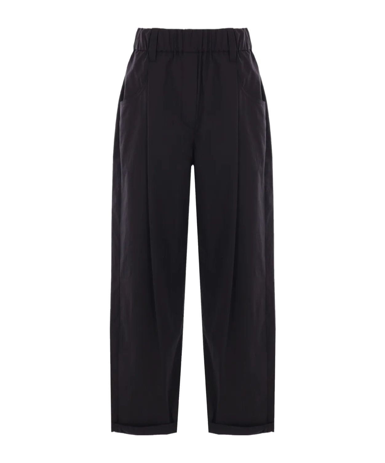 Brunello Cucinelli Monili-chain Poplin Trousers In Black