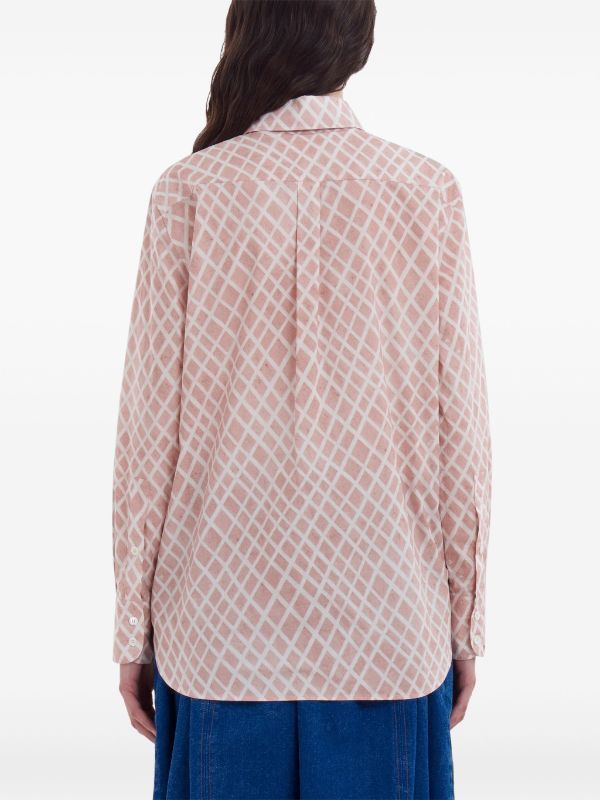 Marni Patterned Long-sleeve Shirt In Pink