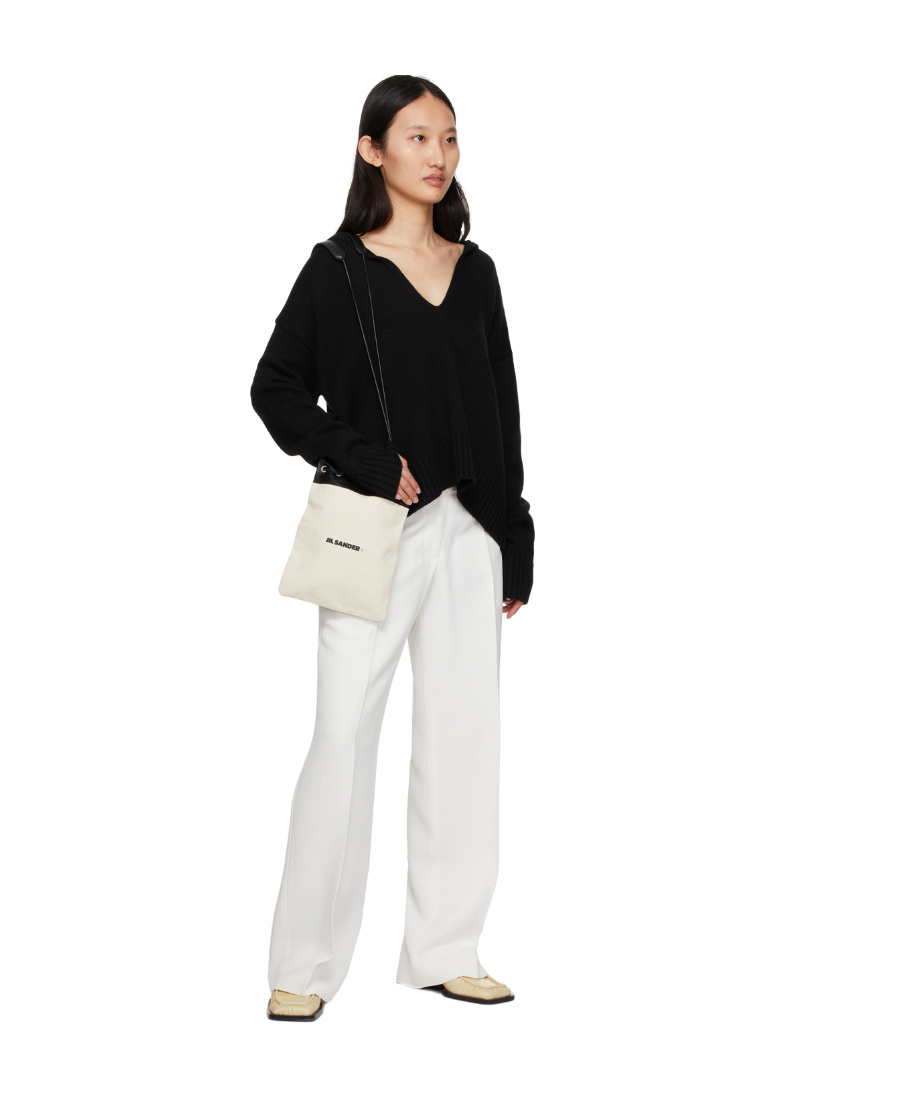 Jil Sander Logo Straight Casual Pants In White