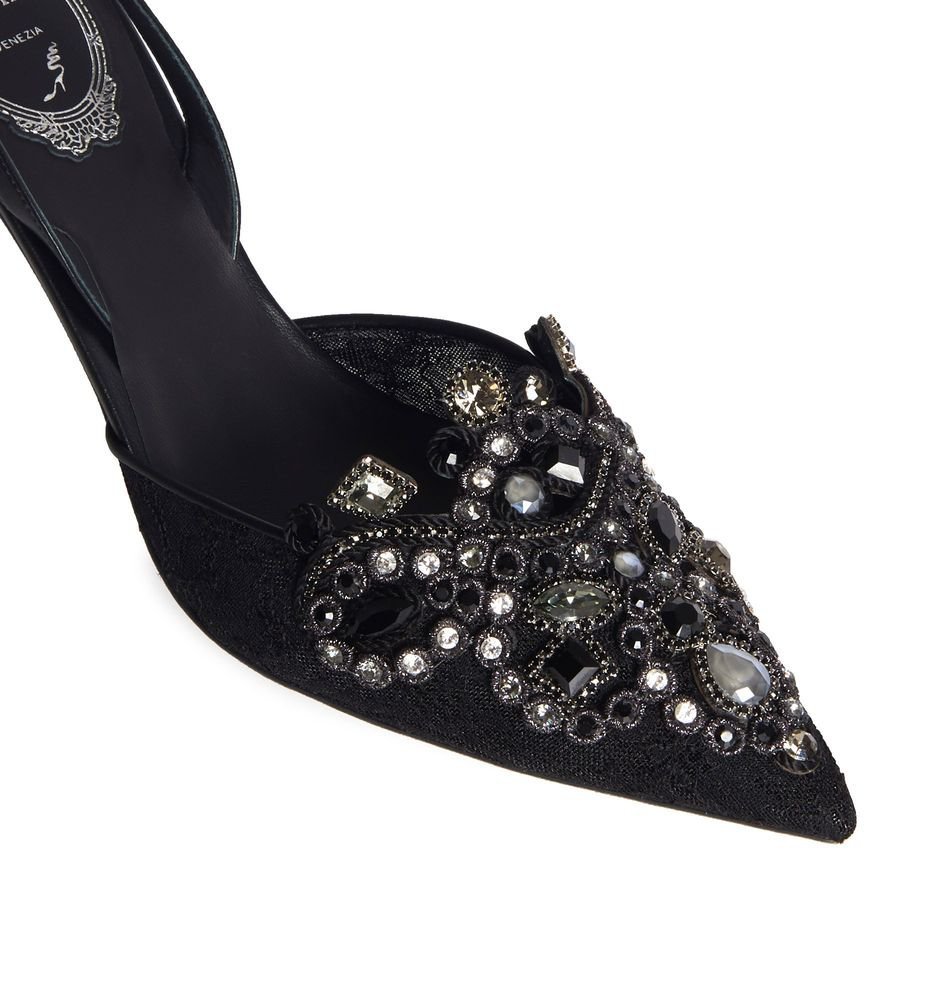 René Caovilla High-heeled Shoes With Diamond Tips In Black