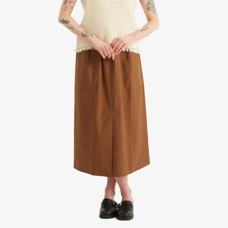 Studio Nicholson Elastic Waist Skirt In Brown