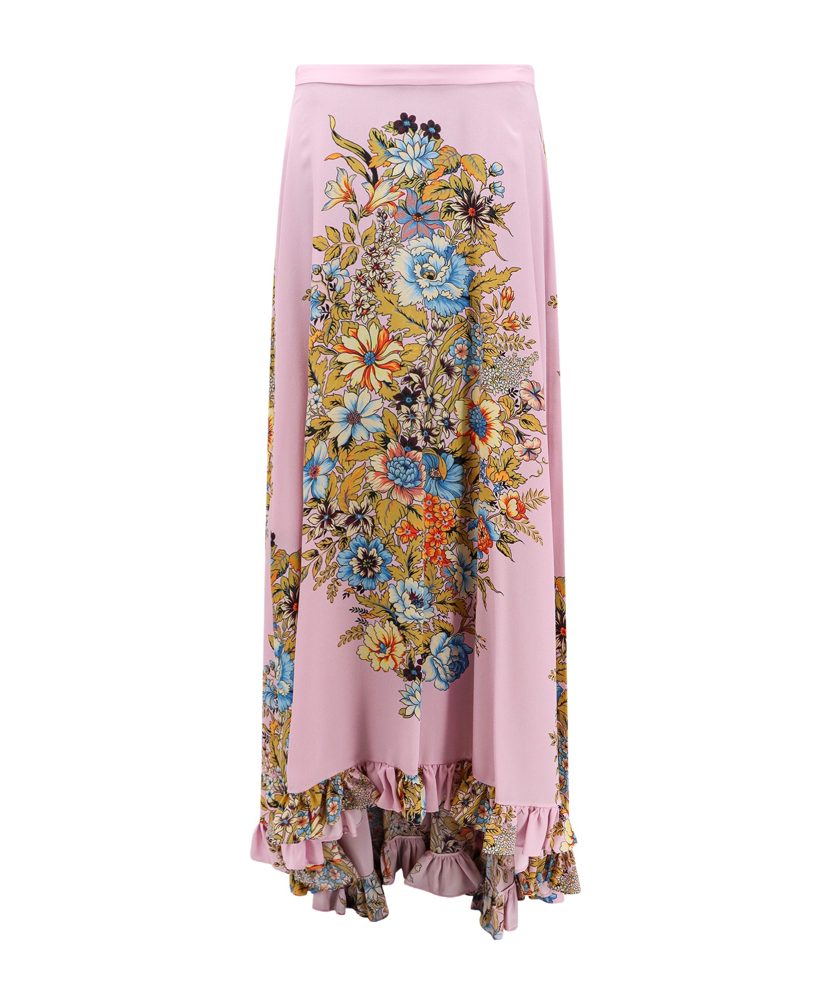 Etro Floral-print Silk Maxi Skirt In Pink