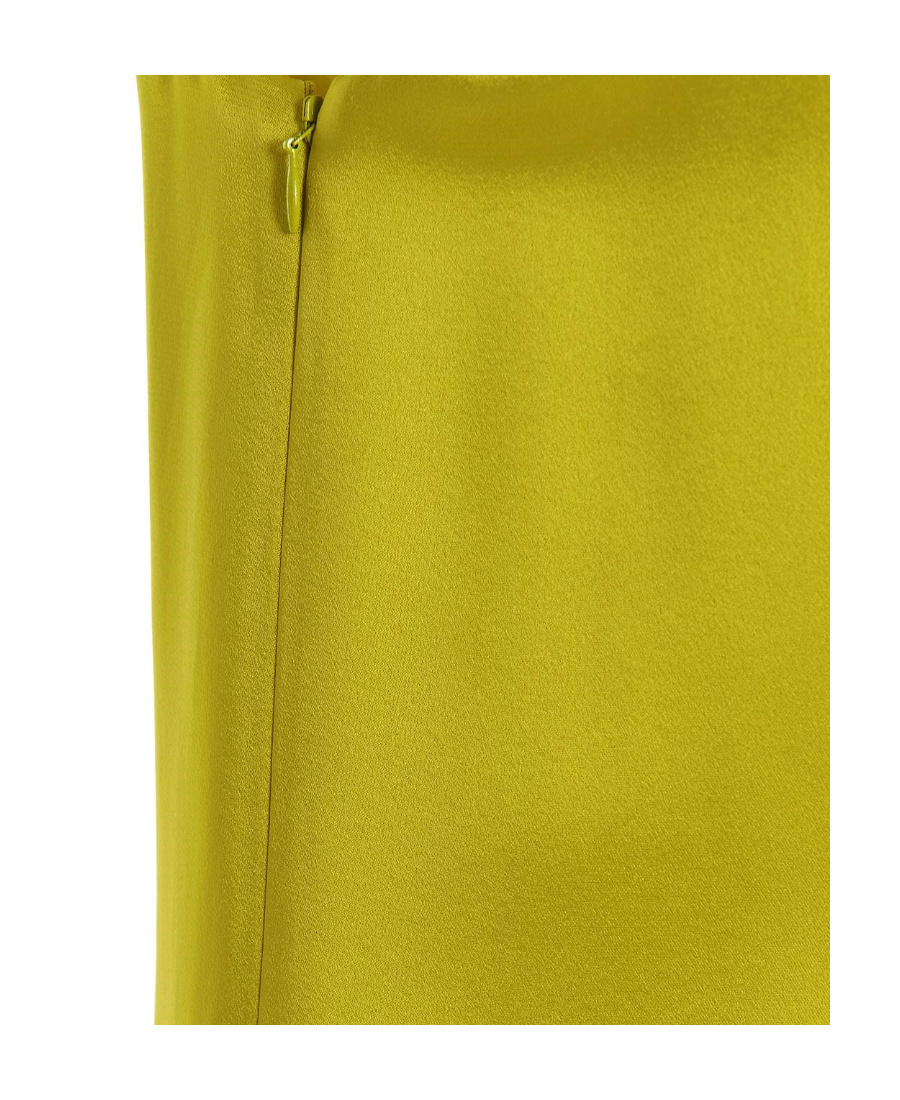 Stella Mccartney Viscose Satin Dress With Applied Fringes In Yellow