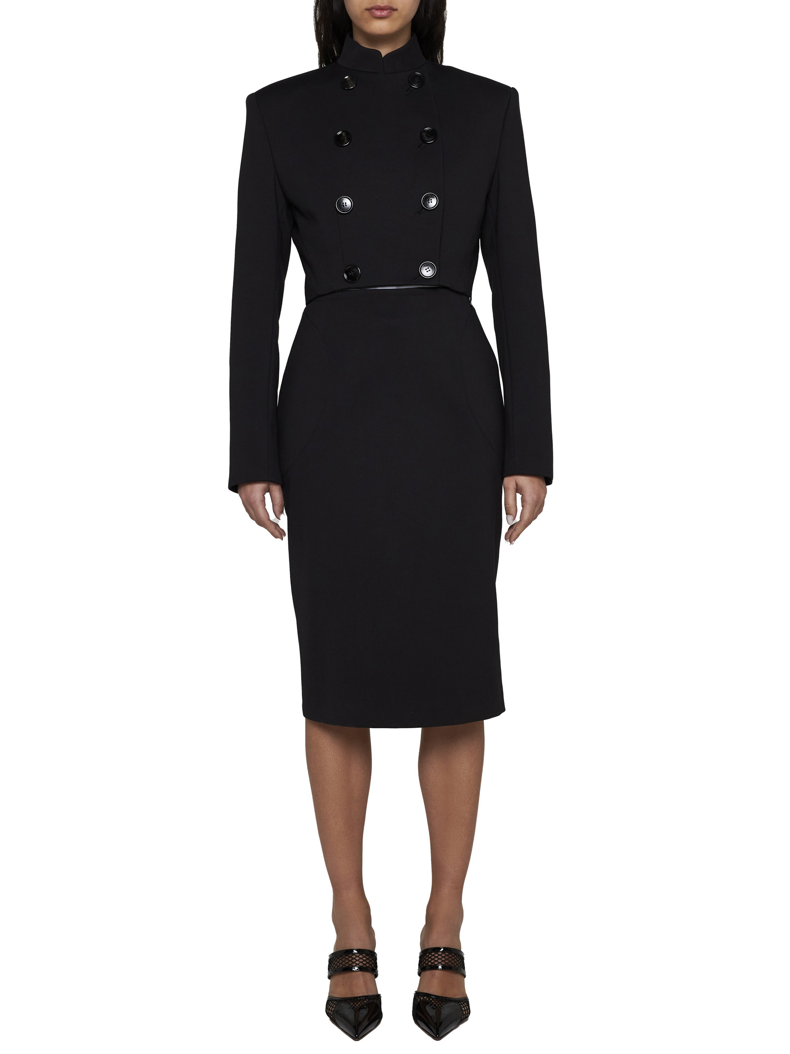 ALAÏA ALAÏA UPSTITCHED CIRCLE MIDI PENCIL SKIRT