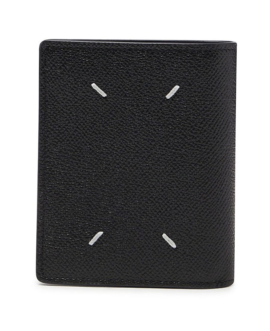 Maison Margiela Folding Leather Wallet In Black