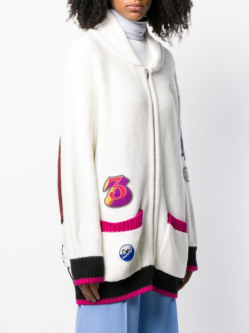 Stella Mccartney All Together Now Inlaid Knitted Cardigan In White