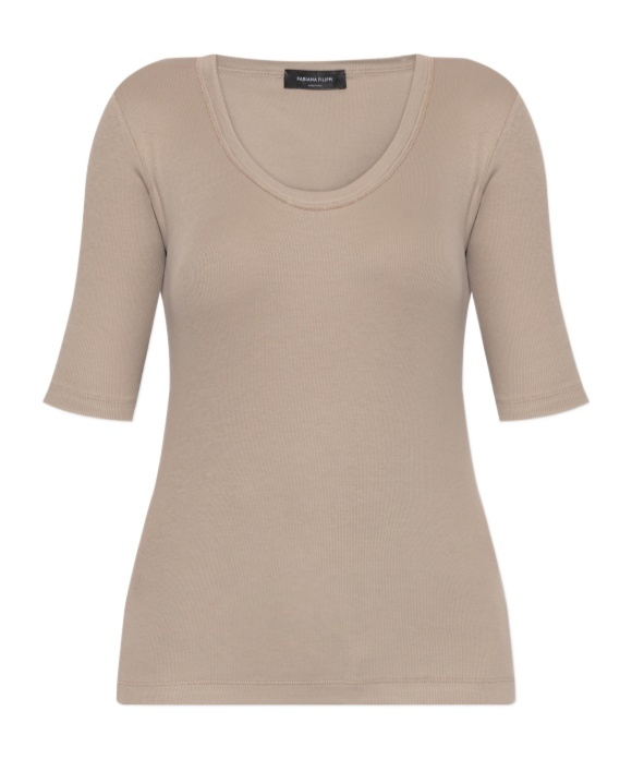 Fabiana Filippi Ribbed Scoop-neck Top In Neutral