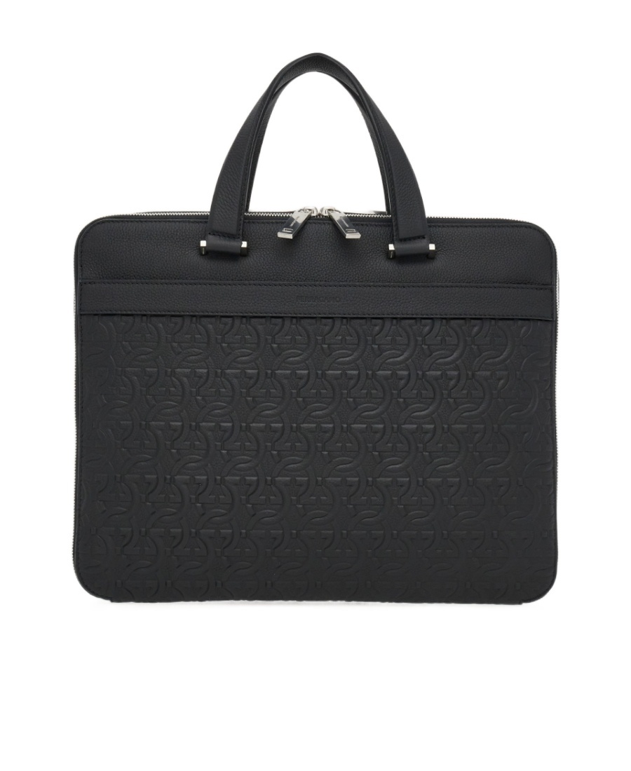 Ferragamo Men's Gancini Business Bag In Black