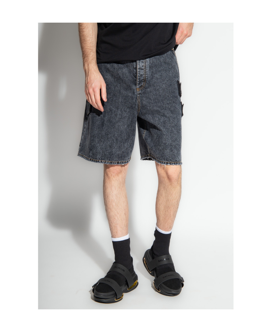 BALMAIN ACID-WASH DENIM SHORTS 