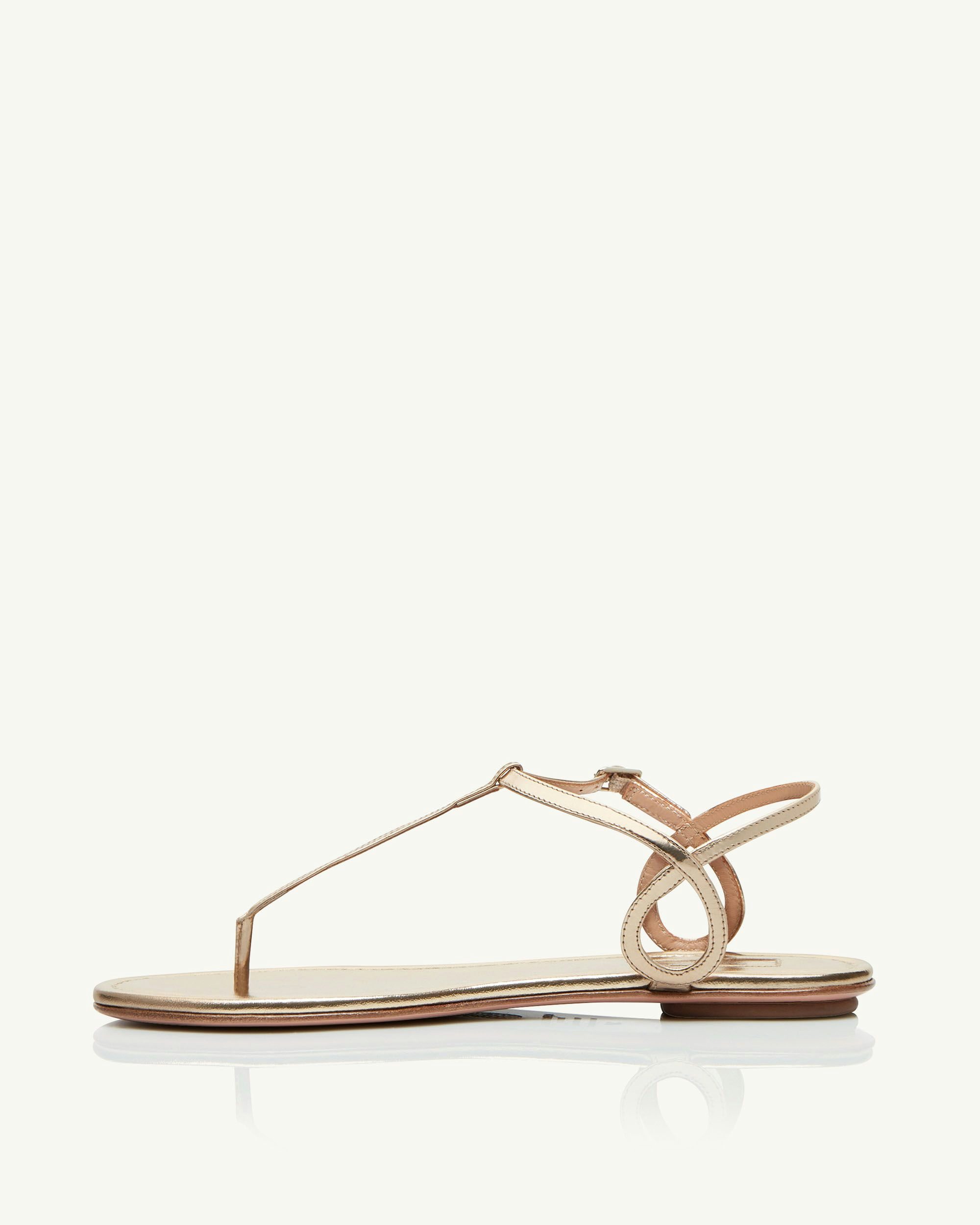 Aquazzura Almost Bare Metallic Leather Thong Sandals In Nude