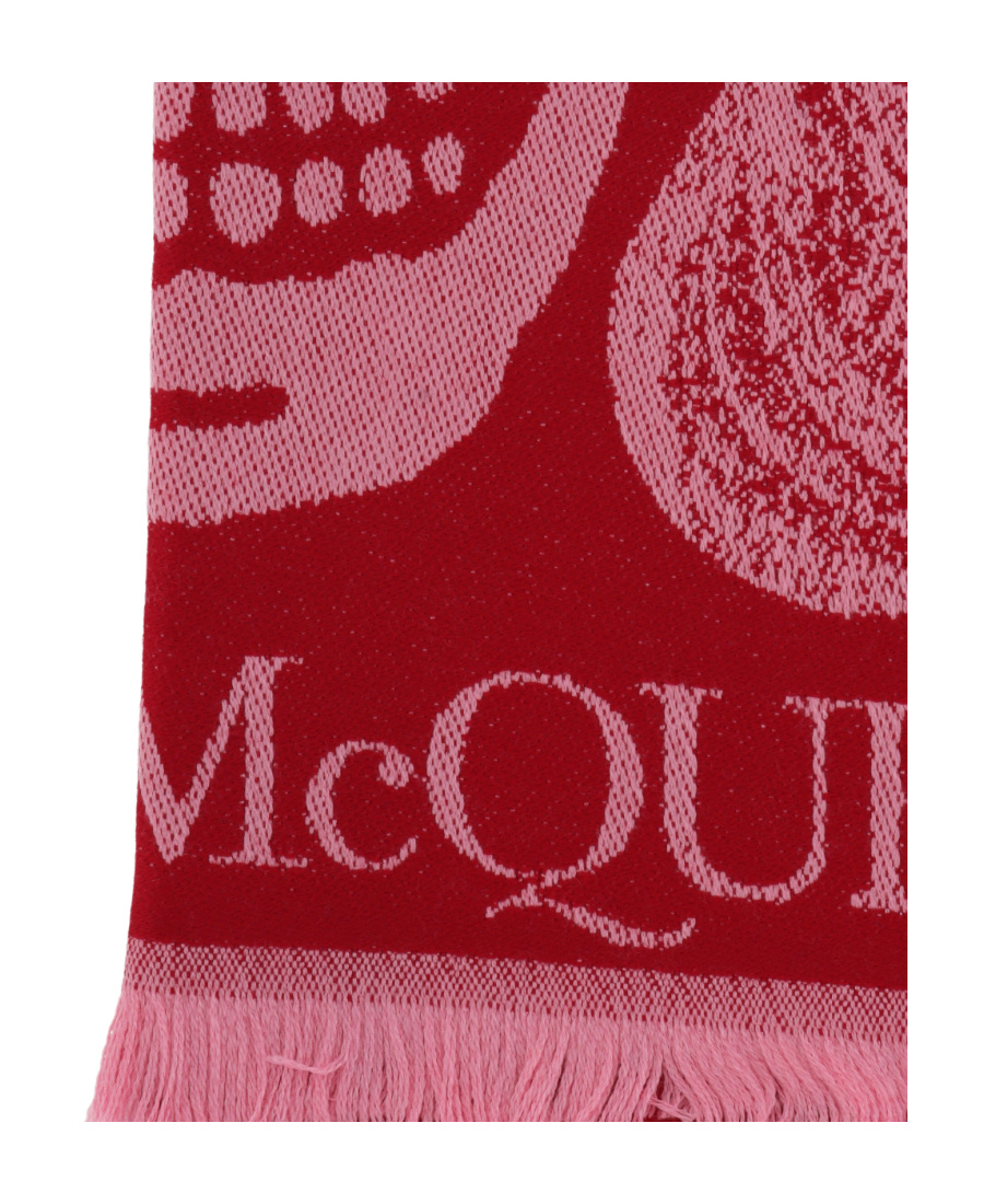 Alexander Mcqueen Skull-jacquard Wool Scarf In Red