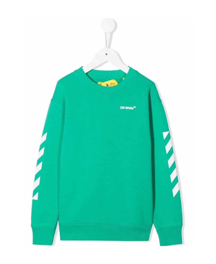 Off-white Green Sweatshirt With White Print In Green