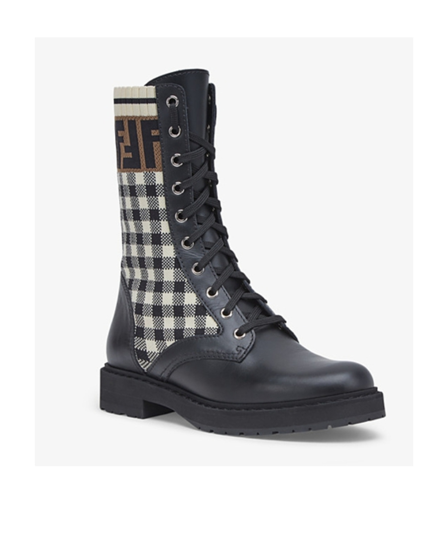 Fendi Rockoko Ff Biker Boots In Black