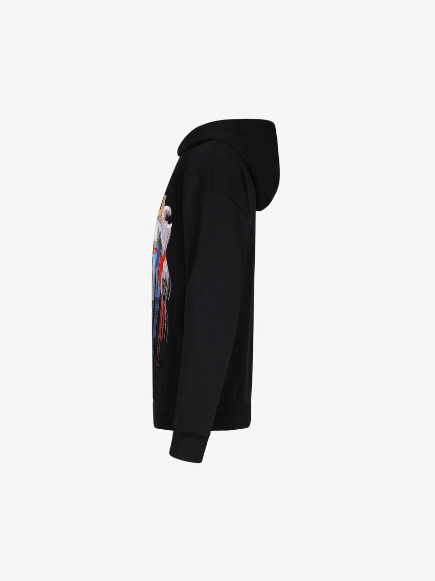Givenchy Embroidered Logo Hooded Sweatshirt In Black