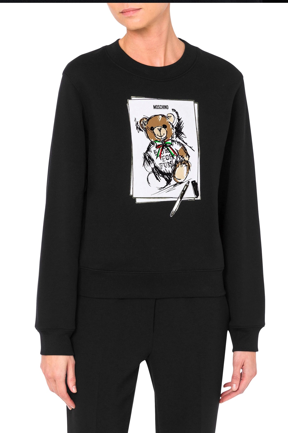 Moschino Printed Cotton Jersey Sweatshirt In Black