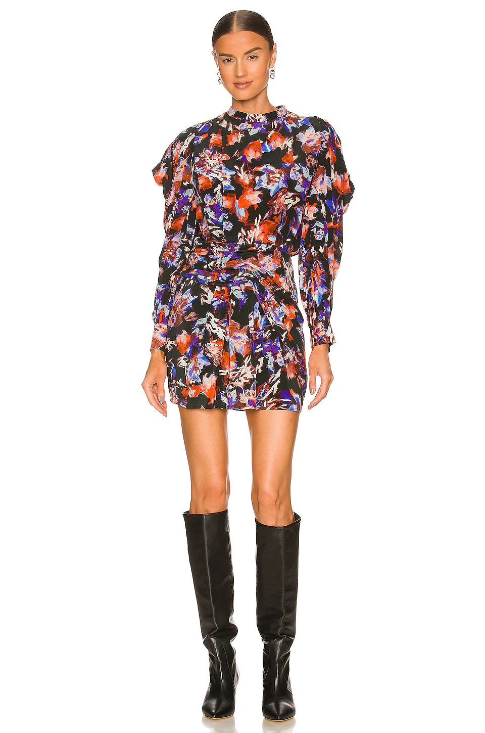 Shop Iro Merera Multi-pattern Pleated Detail Dress In Black
