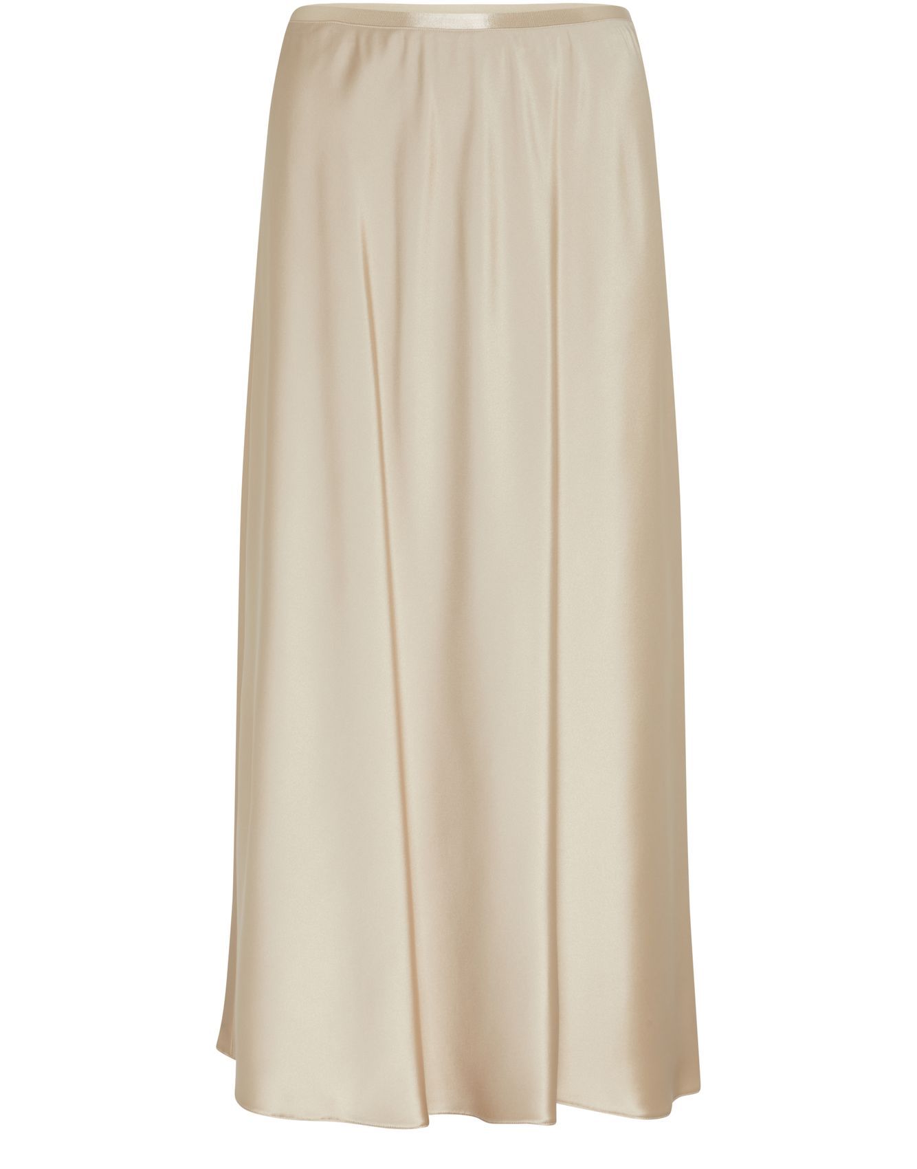 Max Mara Satin Finish Midi Skirt With Flowing Silhouette In Nude