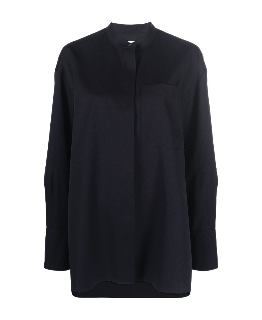 Jil Sander Collarless Button-front Shirt In Black