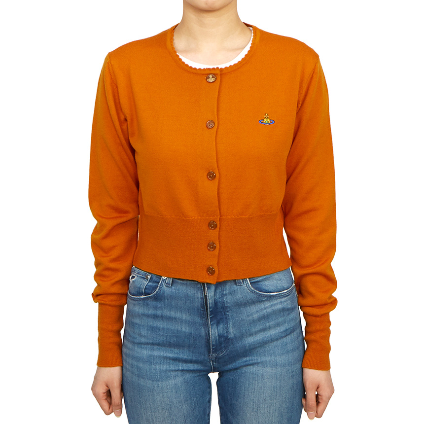 Vivienne Westwood Orb Embroidered Buttoned Cardigan In Orange