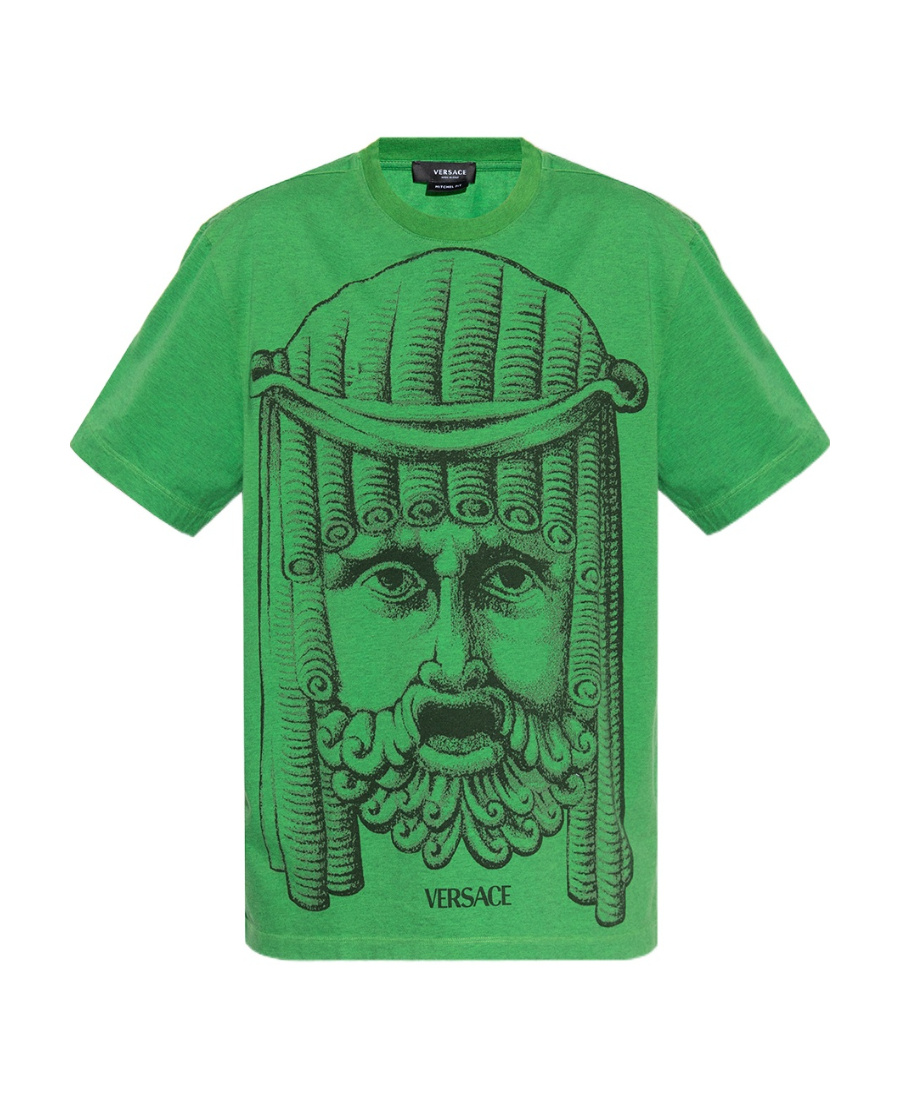 Versace La Maschera Print T-shirt In Green