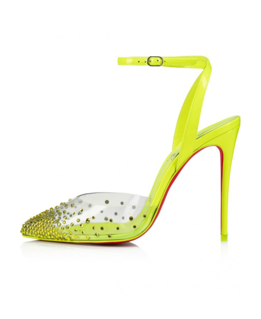 Shop Christian Louboutin Crystal-embellished 110mm Leather Sandals In Yellow