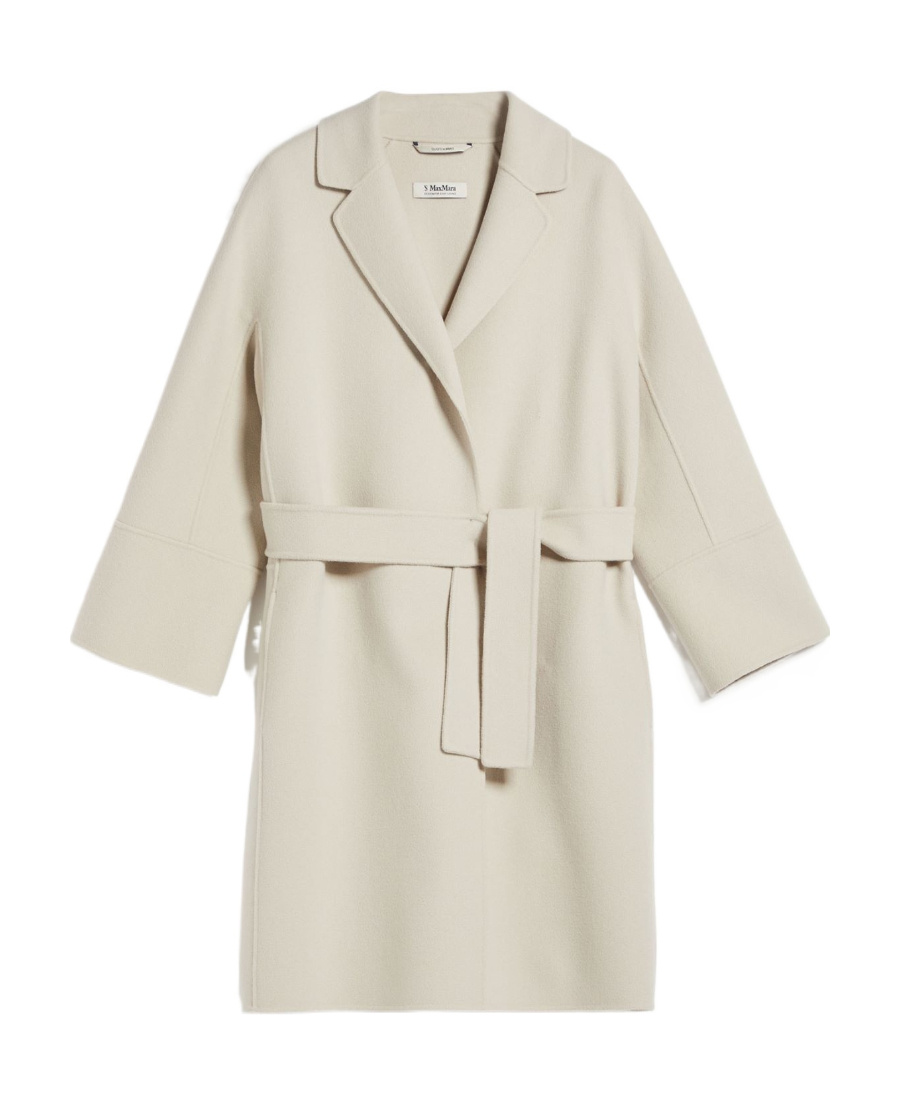 Shop Max Mara Wool Long-sleeved Coat In Nude